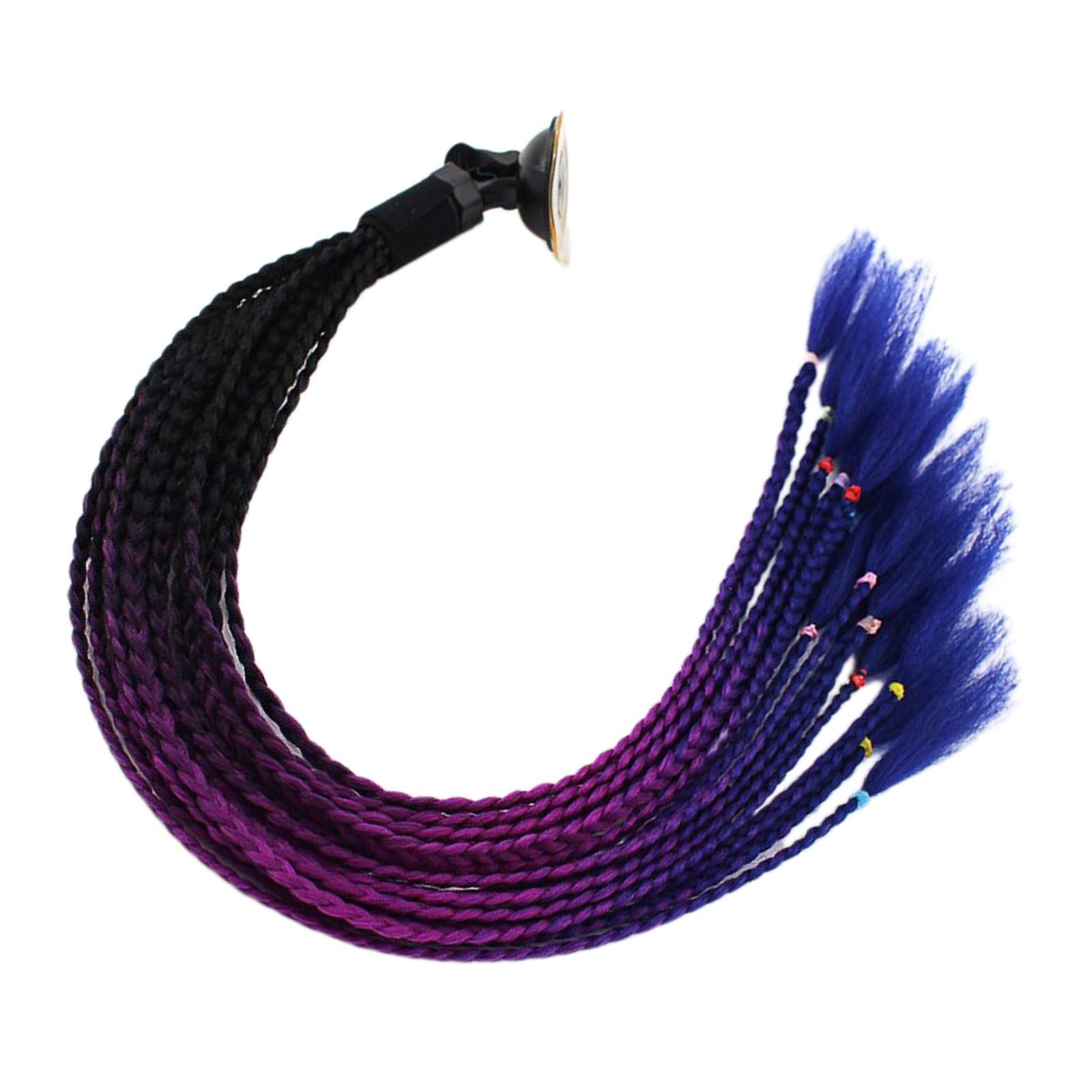 2x 55cm Hair Helmet Pigtail Gradient Ponytail for Motorcycles