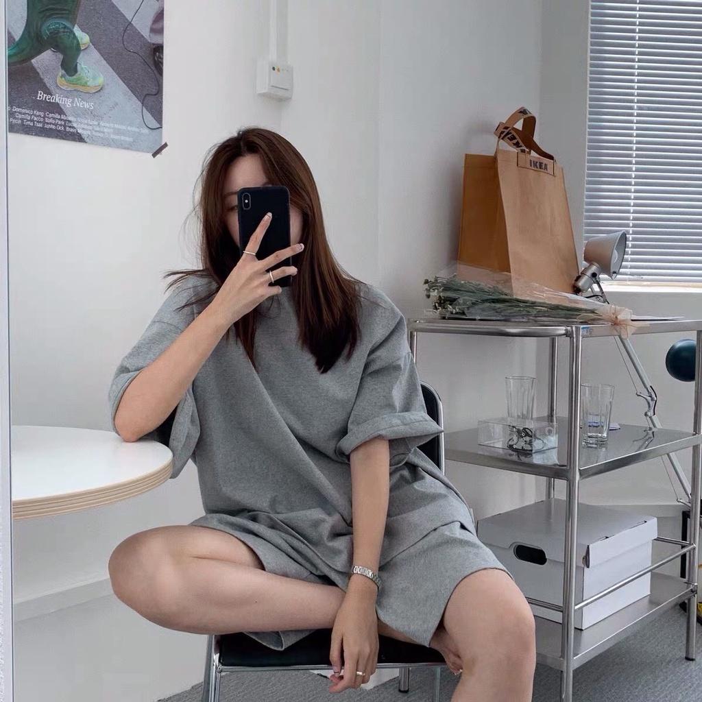 Bộ quần áo thun cộc tay ulzzang tổ ong Set Áo Phông Quần Đùi Dáng Rộng 5 Màu