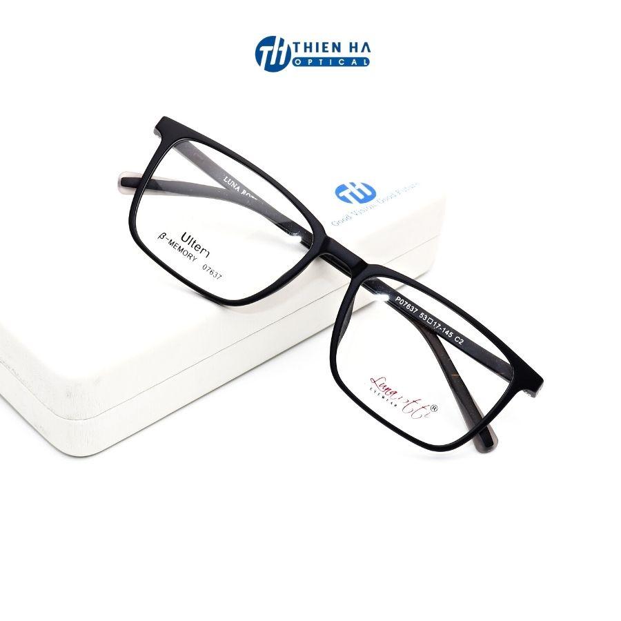 Gọng kính nam THIÊN HÀ OPTICAL dáng vuông chất liệu nhựa ultem dẻo nhẹ nam nữ unisex màu cơ bản TH07637