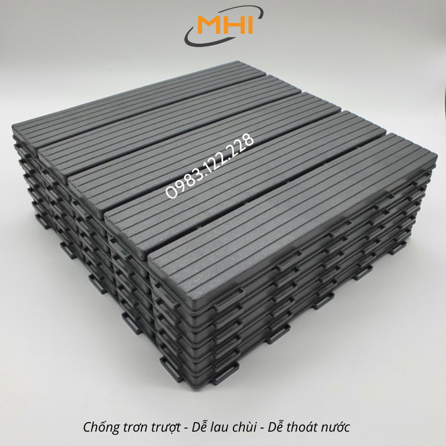 Vỉ nhựa lót sàn MHI cao 2 cm, chuyên dụng cho ban công, bể bơi sân vườn PP - kích thước 30 cm x 30 cm x 2 cm