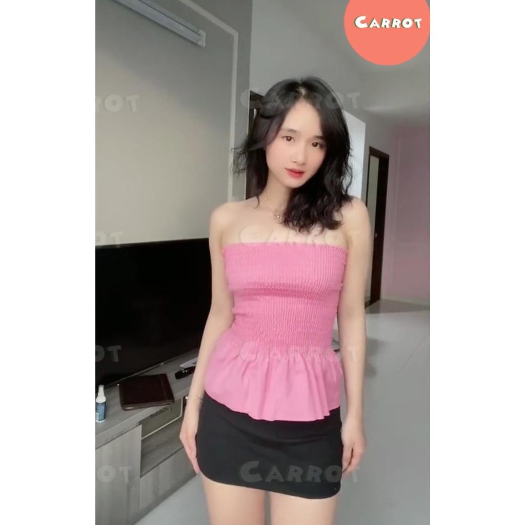 Croptop ôm body nhúm chân váy tôn dáng trendy thời trang nữ carrotxinhdep