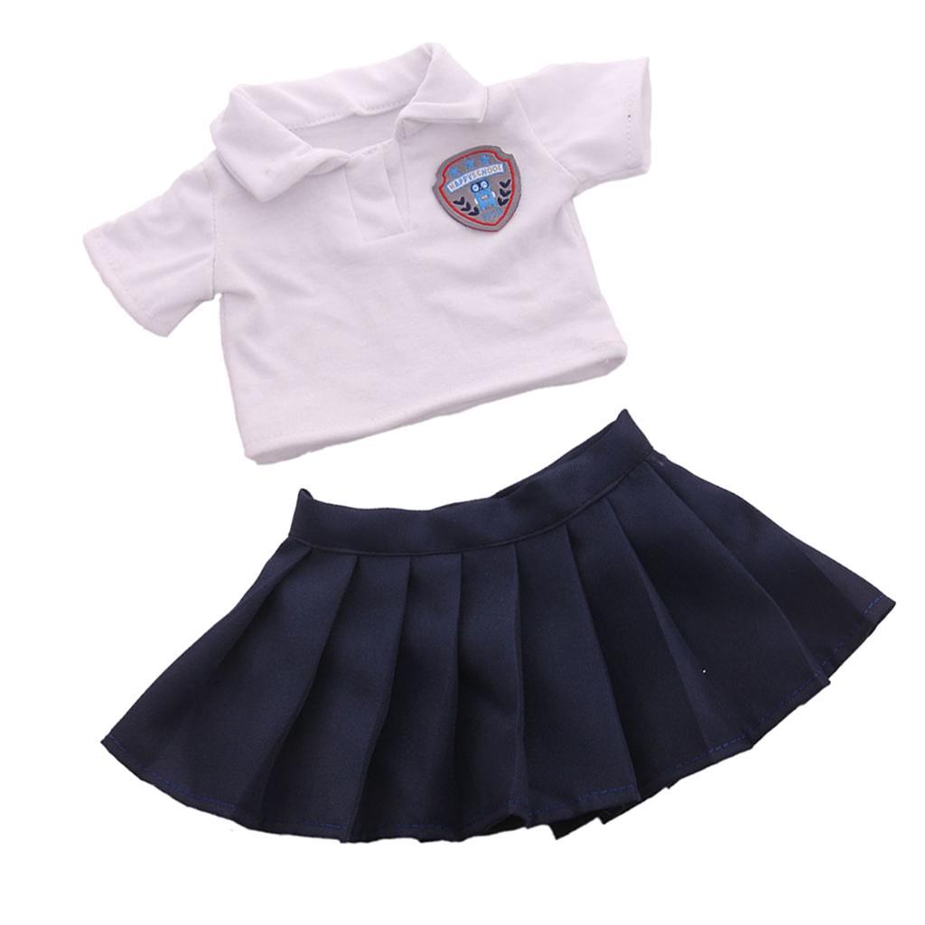 2Pcs Fashion Handmade Doll School Uniform Set for 18inch Girl Doll Accs