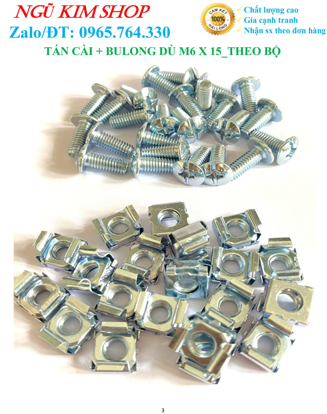 TÁN CÀI + BULONG DÙ M6 x 15 _ THEO BỘ