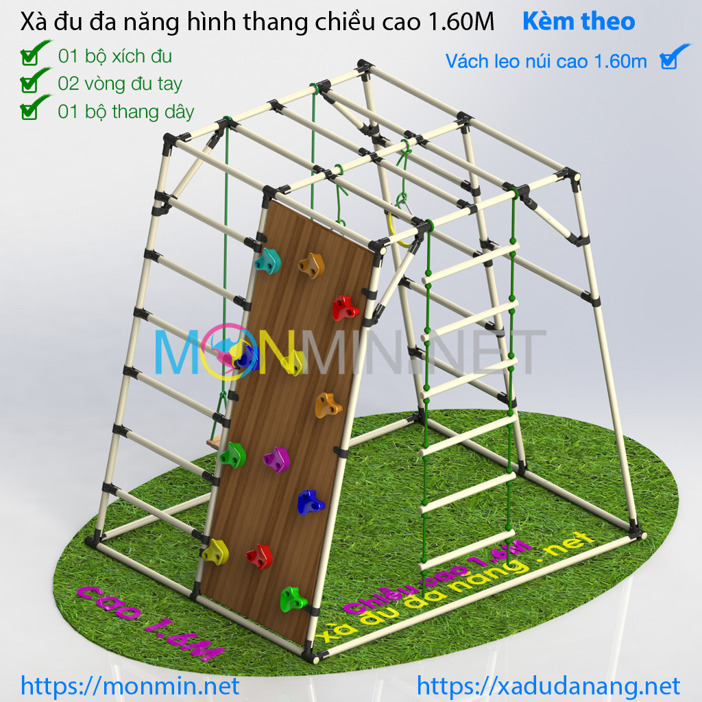 Xà đu đa năng kèm vách leo núi