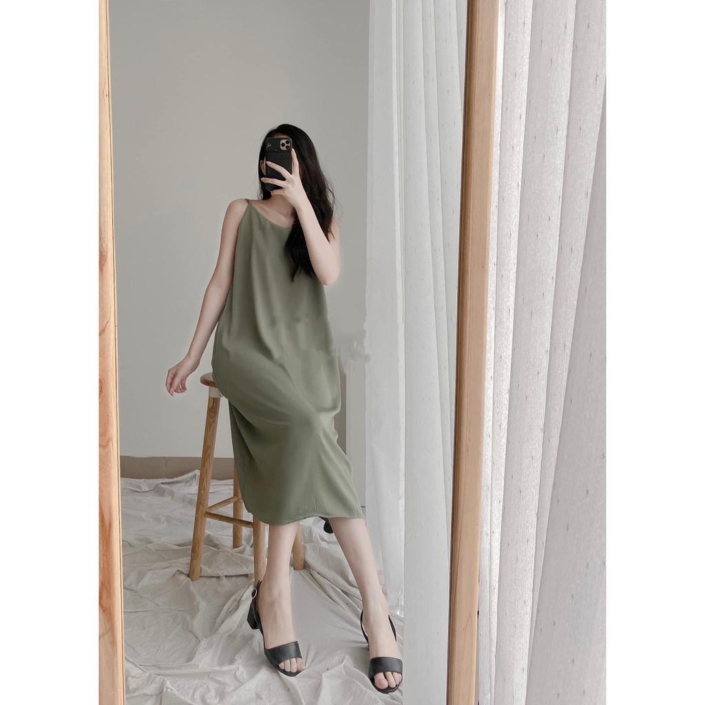 Váy 2 dây, đầm xuông - ầm suông nữ vải đũi lụa mềm mịn mát 7màu thích hợp mặc đi biển