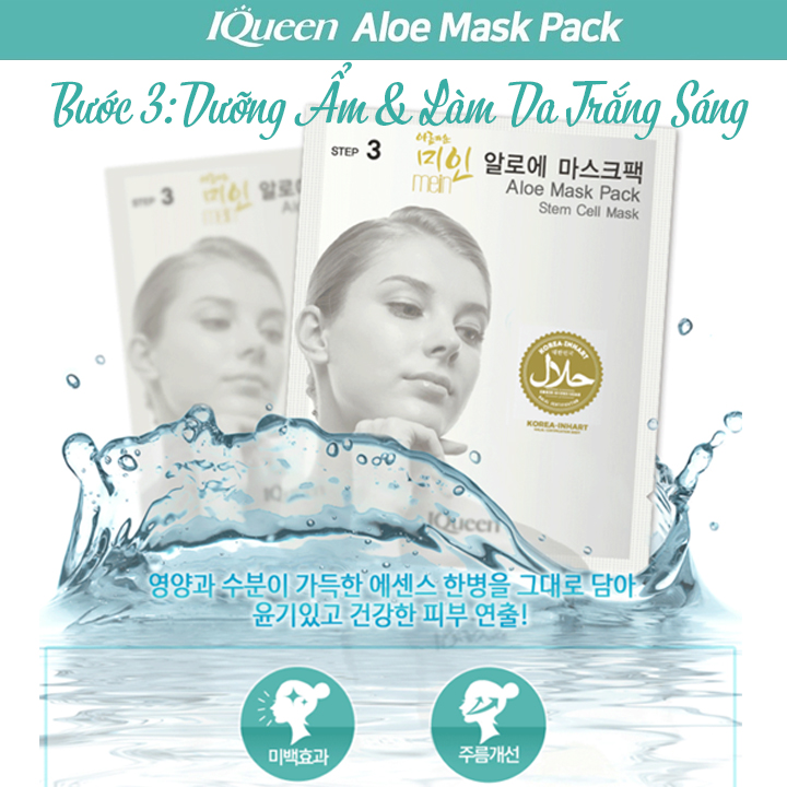 Mặt Nạ Tinh Chất Tế Bào Gốc Thực Vật The Rucy IQueen 3in1 Aloe Mask Pack