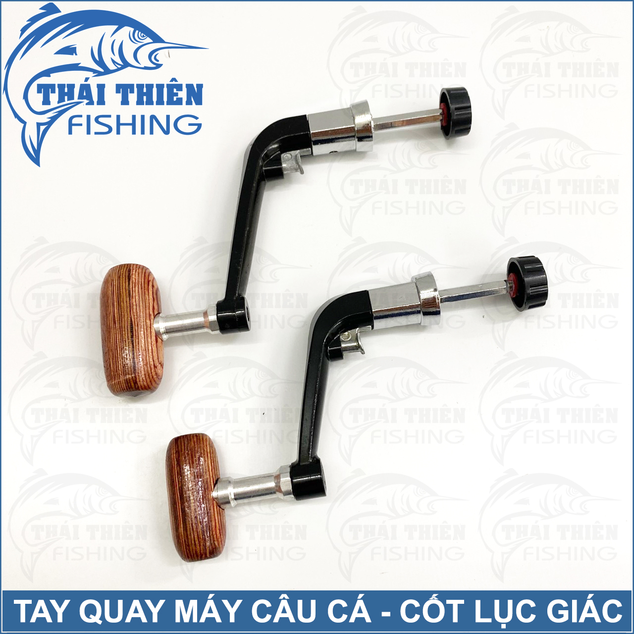 Tay Quay Máy Câu Cá Nhựa Núm Gỗ Gập Gọn Cốt Lục Giác Nhỏ