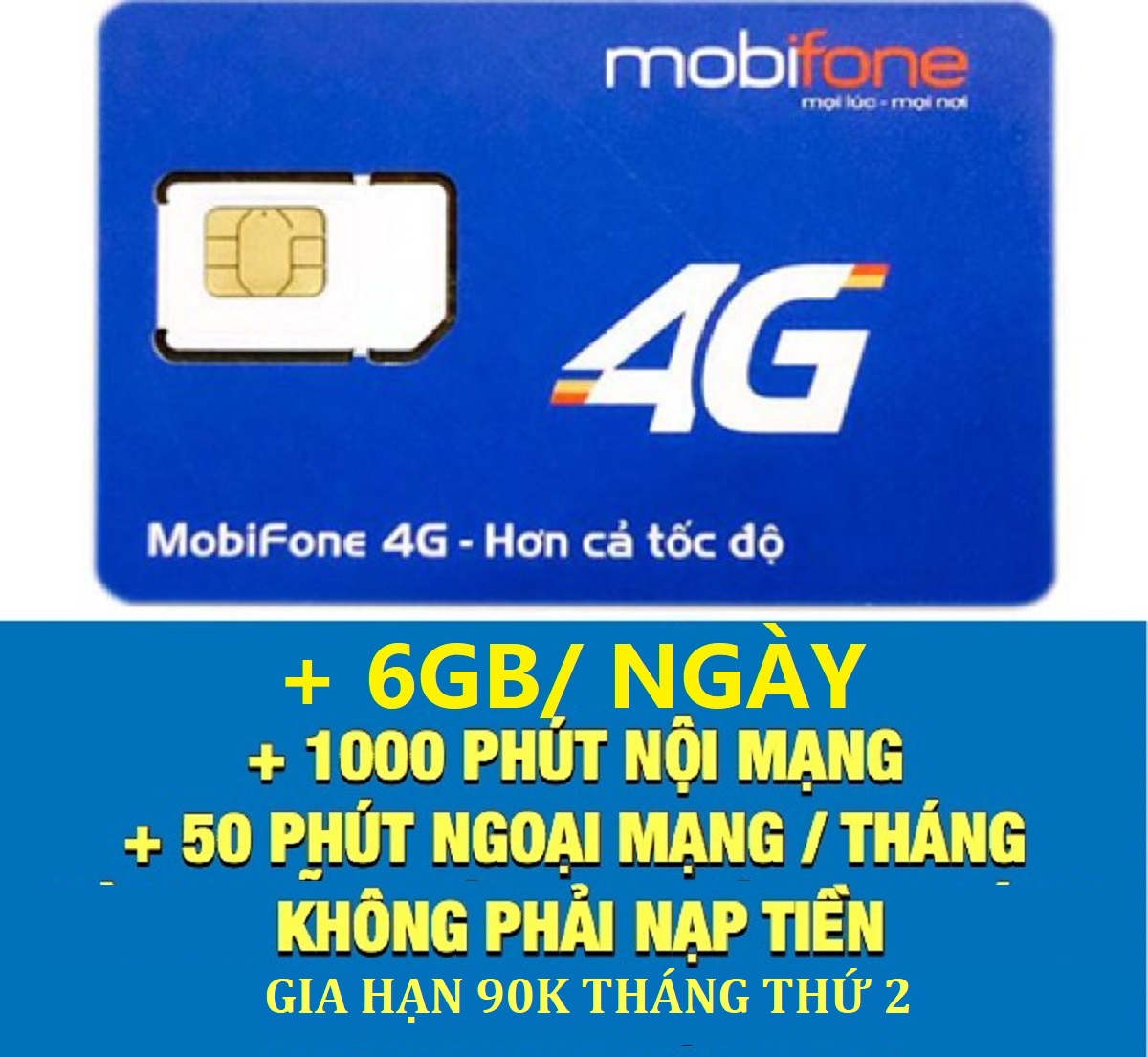 Sim 4G Mobifone Tặng 4GB/Ngày Gọi Nội Mạng 1000 Phút Đầu Số 09 - Tặng Tháng Đầu - Hàng Chính Hãng - Mẫu ngẫu nhiên