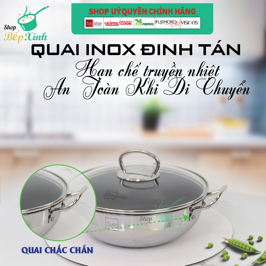 Nồi inox 3 Đáy Chống Dính 20cm Fivestar ,bếp từ , gas, hồng ngoại