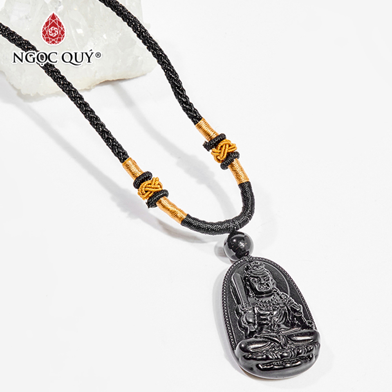Mặt dây chuyền phật bản mệnh đá obsidian 3.6x2.3cm - Ngọc Quý Gemstones