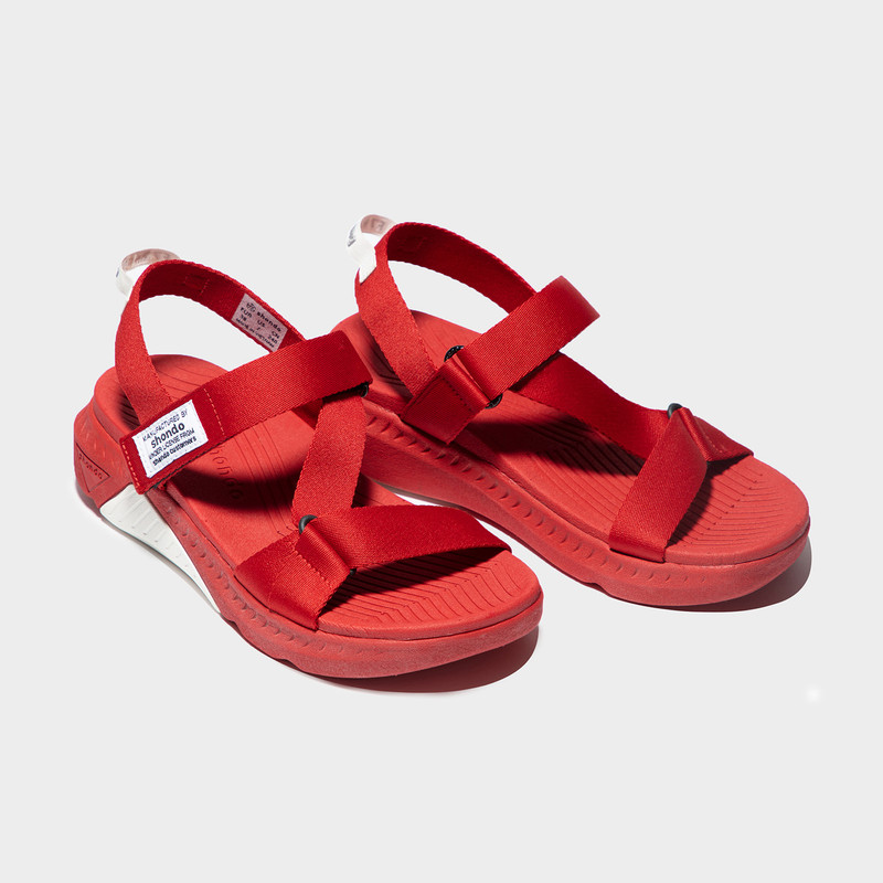 Giày Sandals Nữ F7 Racing Đế Đỏ Phối Trắng Quai Đỏ F7R6262