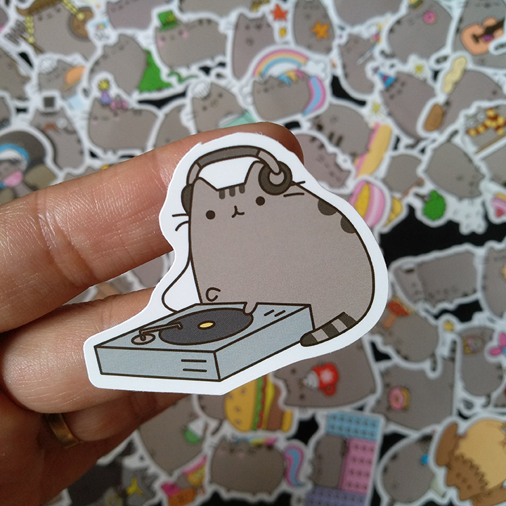 Bộ Sticker dán cao cấp chủ đề MÈO PUSHEEN - Dùng dán Xe, dán mũ bảo hiểm, dán Laptop