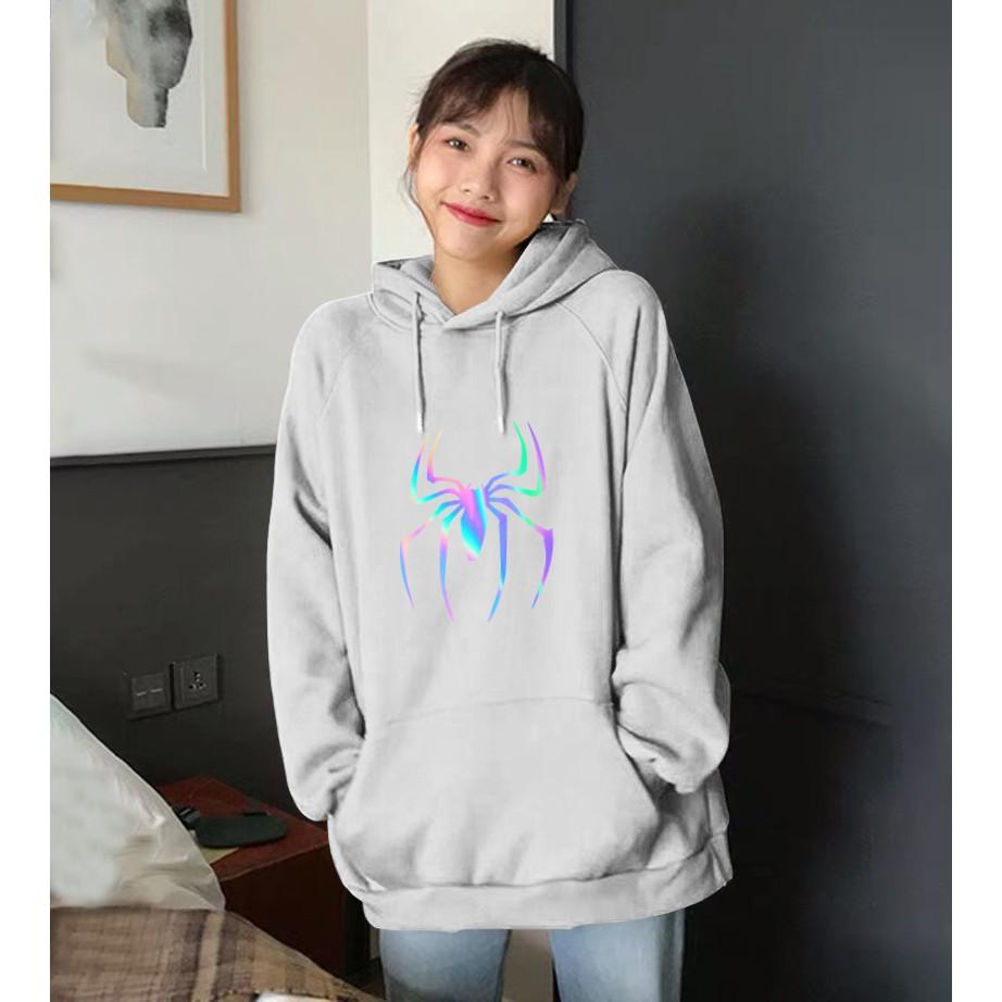 Áo hoodie Unisex dạ quang - Áo khoác nỉ phản quang họa tiết nhện con in cao cấp