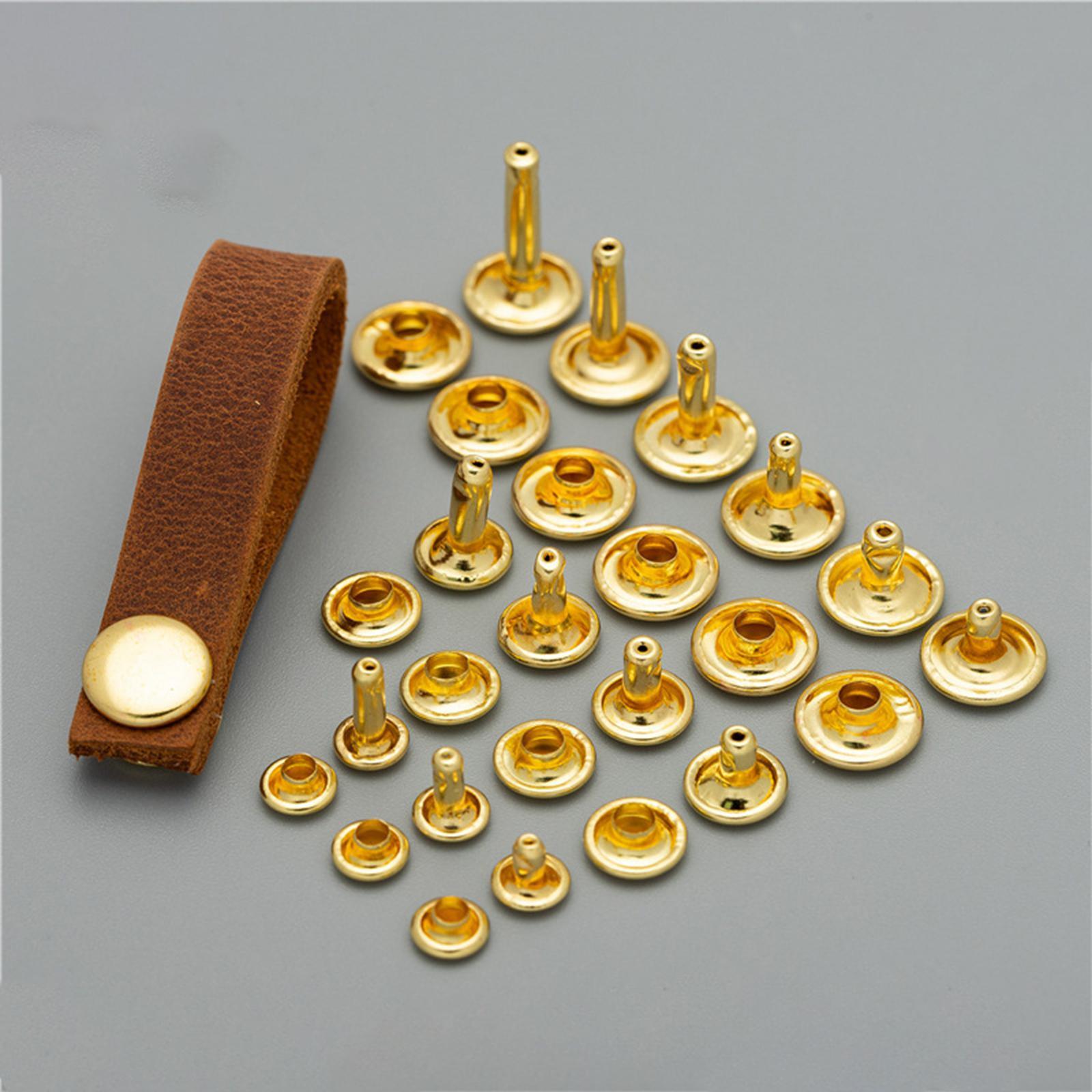 100Pcs Pure Brass Screw Rivets Double Caps Decorative Button Studs for Shoes Bag