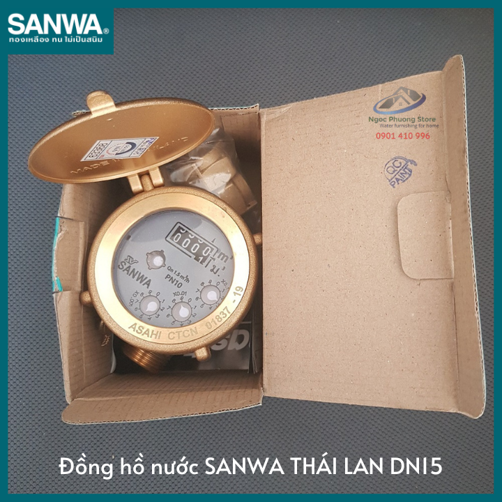 [SANWA THÁI LAN] Đồng hồ đo lưu lượng nước sạch Sanwa nhập khẩu, có kiểm định, Phi 21mm SV15