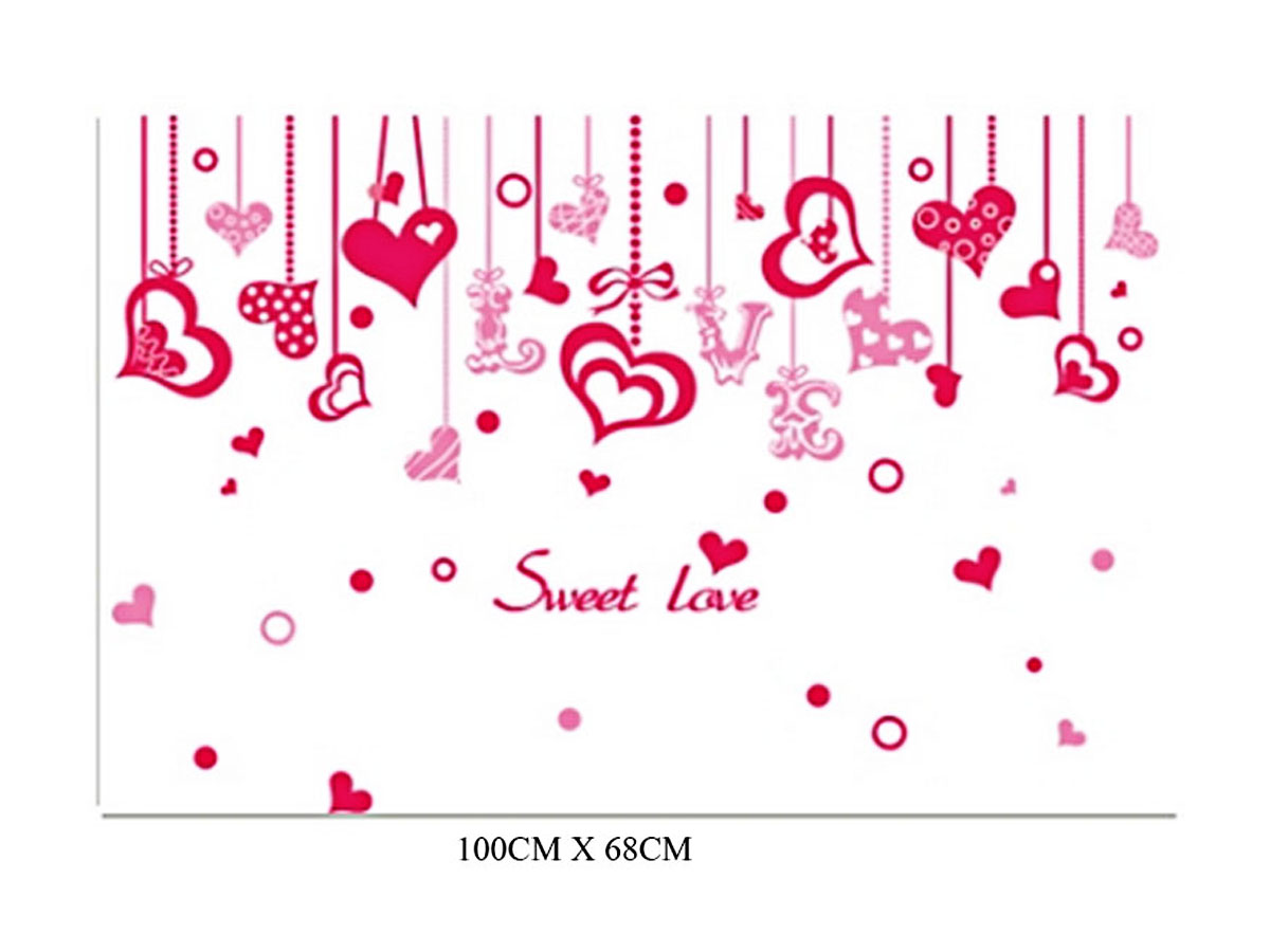 decal dán tường dây tán tim chữ love