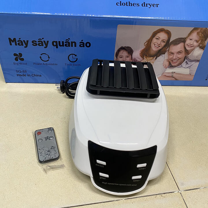 Tủ sấy quần áo 2 tầng công suất 1300W có điều khiển từ xa, máy sấy quần áo khô nhanh diệt khuẩn chống ẩm mốc