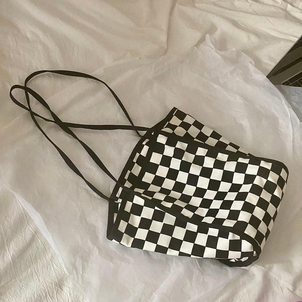 Thời Trang Hoa Văn Ngựa Vằn Nữ Tote Túi Shopping Công Suất Lớn Checkerboard Nữ Du Lịch Túi Xách Retro Nữ Đeo Vai