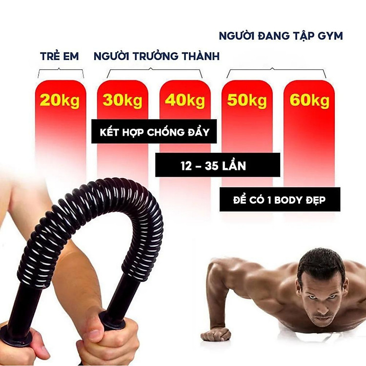Gậy Bẻ Tập Cơ Tay Ngực Vai Thanh Lò Xo Cao Cấp Lực Bẻ 20kg Đàn Hồi Tốt Phù Hợp Luyện Tập Thể Thao Tại Nhà