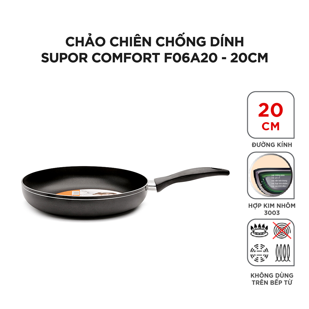 (HÀNH CHÍNH HÃNG) Chảo chống dinh Supor F06A20 dùng xào nấu nhanh, chống dính tốt