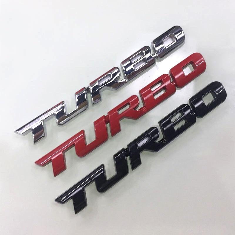 Logo chữ Kim loại TURBO dán trang trí ô tô dài 13cm