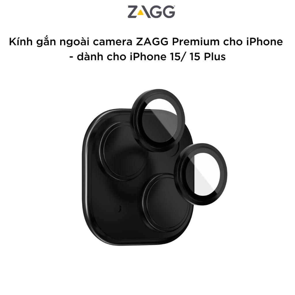 Kính gắn ngoài CAMERA ZAGG Premium cho iPhone - dành cho iP 15/ 15 Plus - Hàng chính hãng