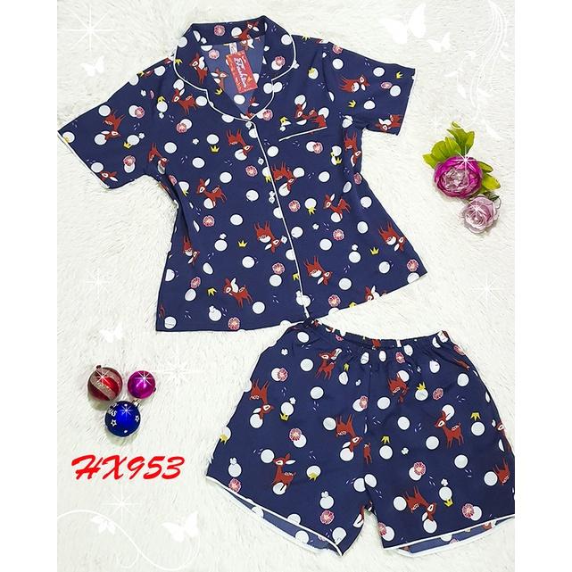 Đồ Bộ Nữ Mặc Nhà Pijama Tiểu Thư Quần Đùi Lụa Thái