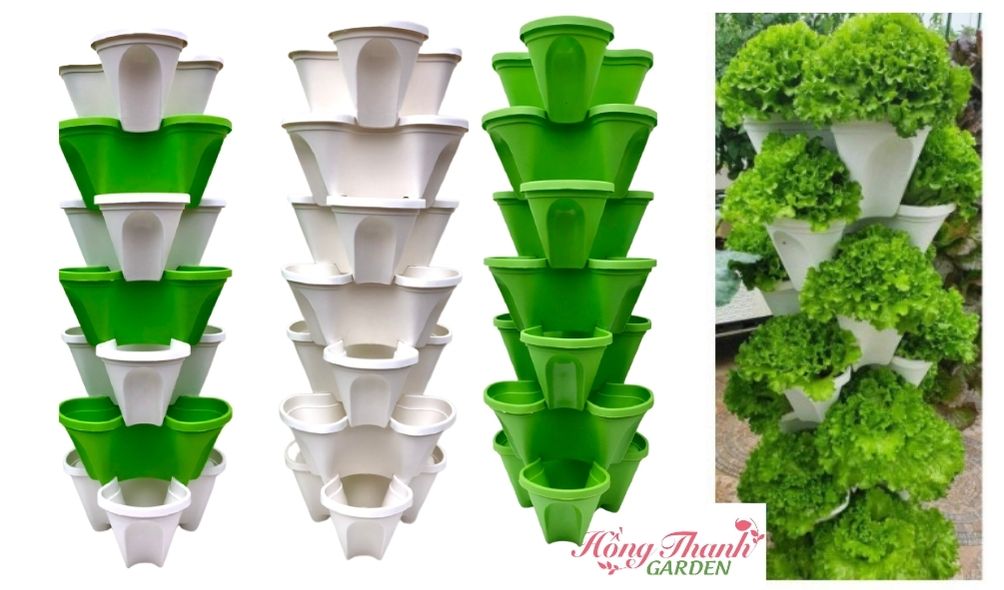 Chậu Tháp Trồng Rau, Trồng Hoa, Tiết Kiệm Diện Tích, Trang Trí Nội Thất, Sân Vườn,Bền Đẹp, Chậu Tam Giác Xếp Tầng, Nhựa Cao Cấp, Tiện Lợi, Tiết Kiệm Không Gian