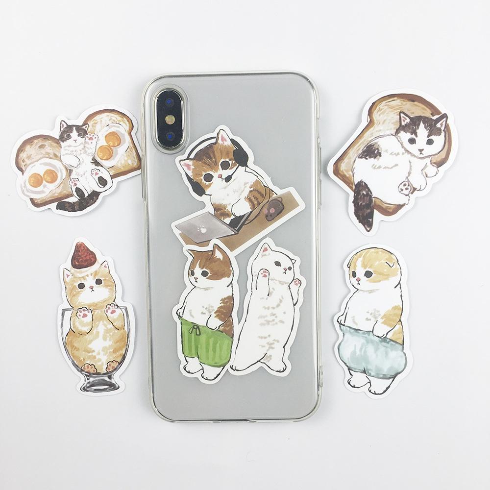 Sticker mèo đáng yêu chống thấm nước dán mũ bảo hiểm guitar ukulele điện thoại laptop chủ đề cute kitten