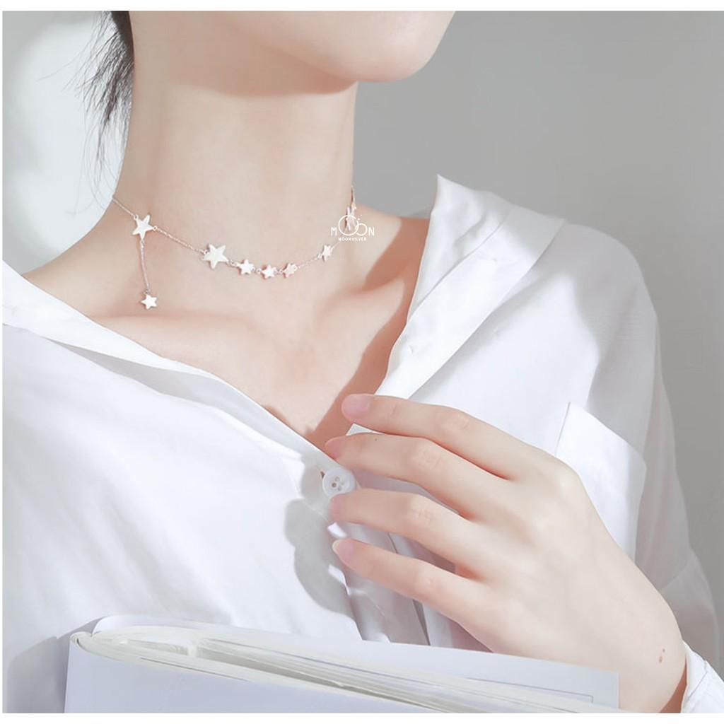 Choker bạc, Dây chuyền vòng cổ bạc nữ chuỗi ngôi sao chocker cá tính điệu đà