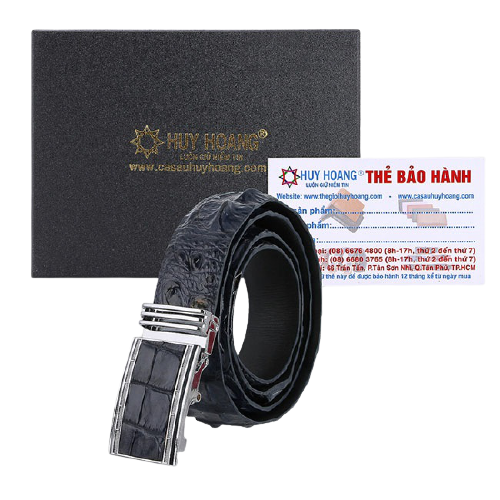 Dây nịt nam da cá sấu Huy Hoàng gai lưng màu xanh đậm HC4796