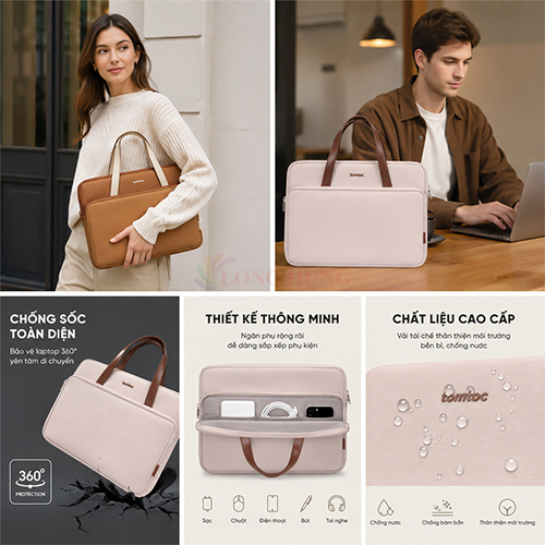 Túi xách chống sốc Tomtoc TheHer-H21 Briefcase Premium Macbook 13/14 inch H21C1 - Hàng chính hãng