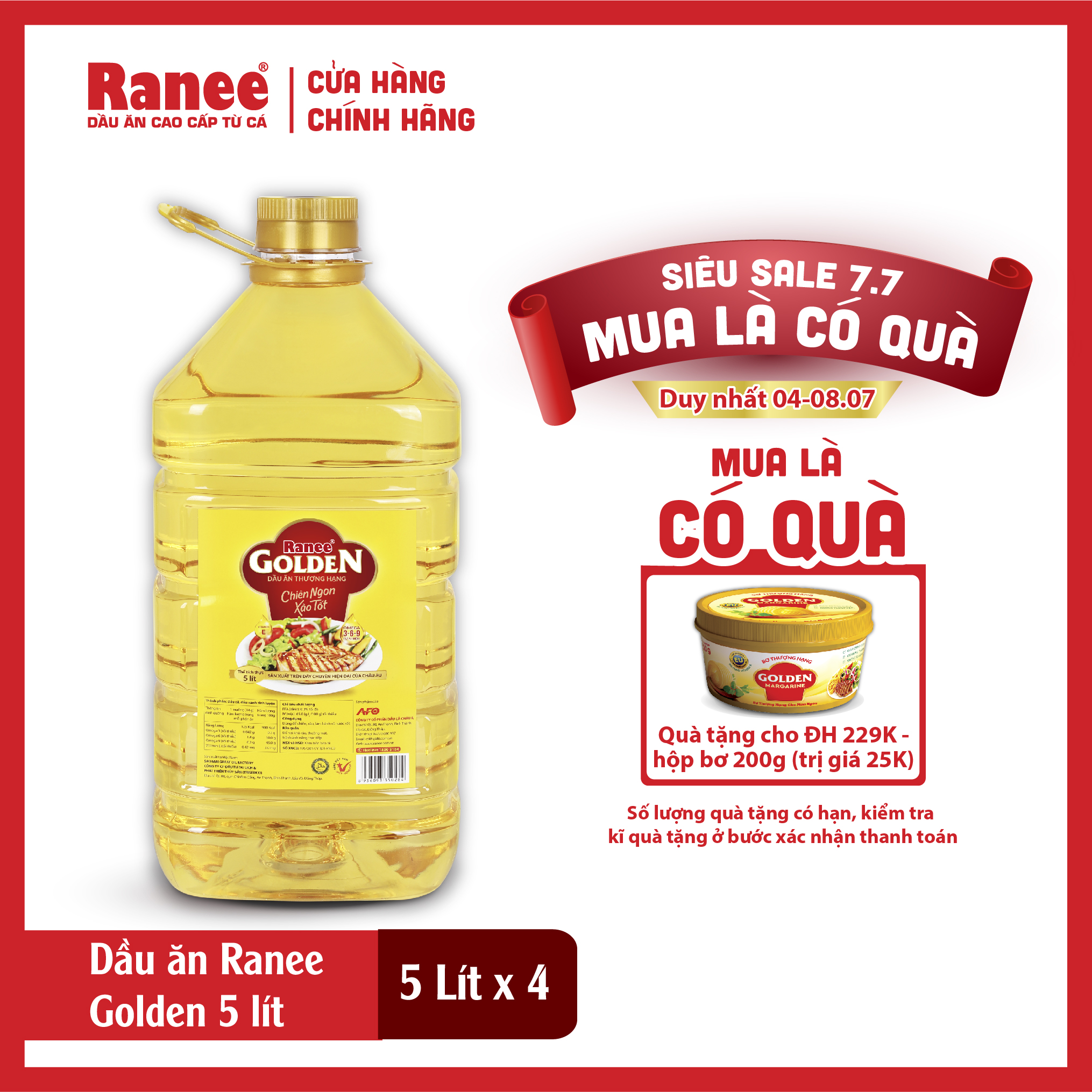 Dầu ăn thượng hạng Ranee Golden 5 lít