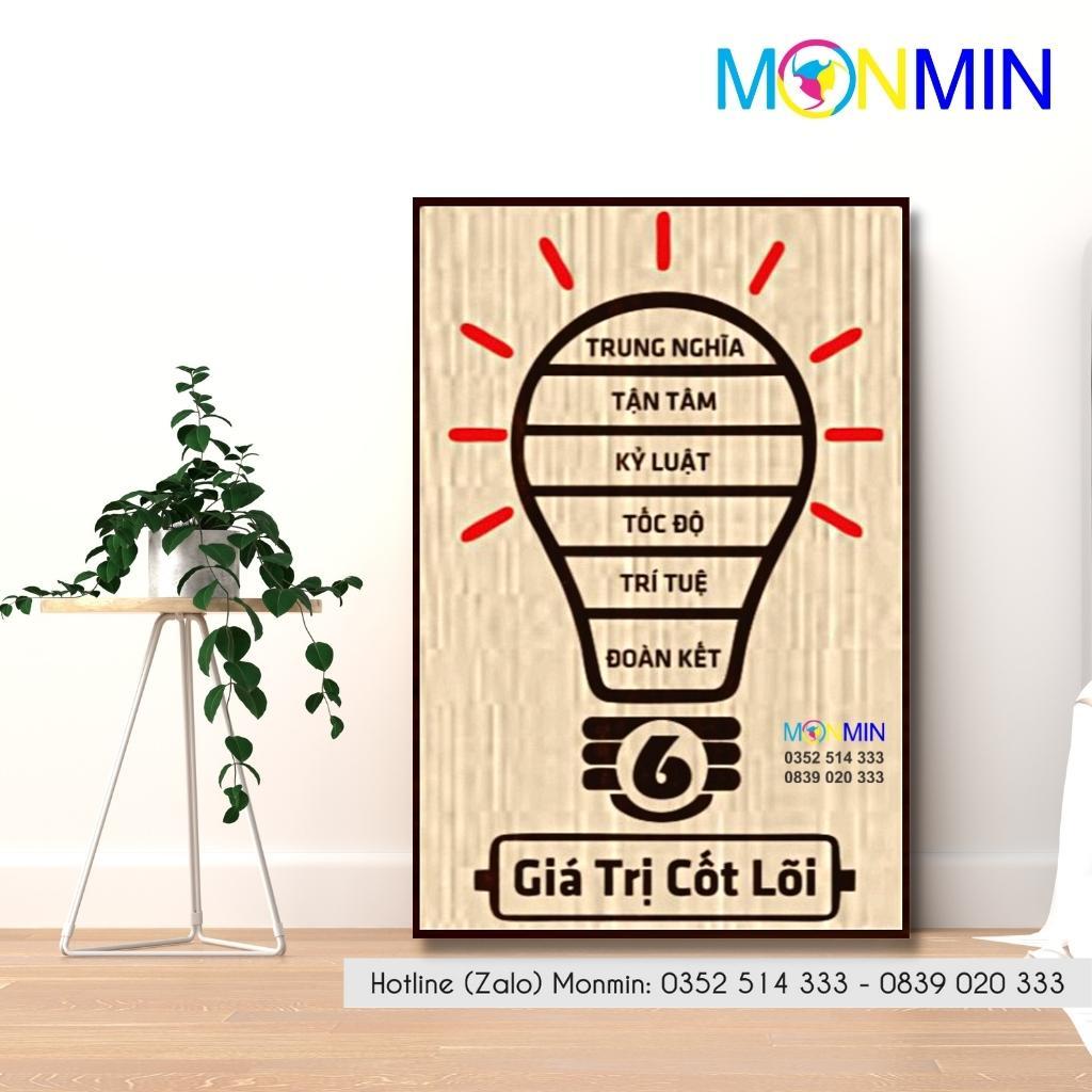 Tranh gỗ slogan tạo động lực Monmin M137 - Giá Trị Cốt Lõi