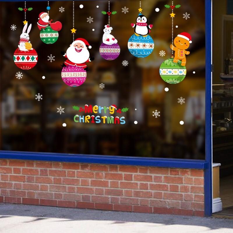 Decal trang trí Noel - Rèm bong bóng nhiều màu