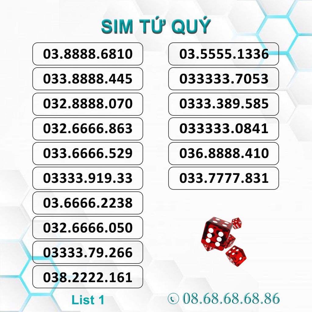 Sim Số Đẹp Tứ Quý Giữa List 1, Sim Viettel Trả Trước, Hỗ Trợ Đăng Ký Chính Chủ Khi Nhận Sim - Hàng chính hãng