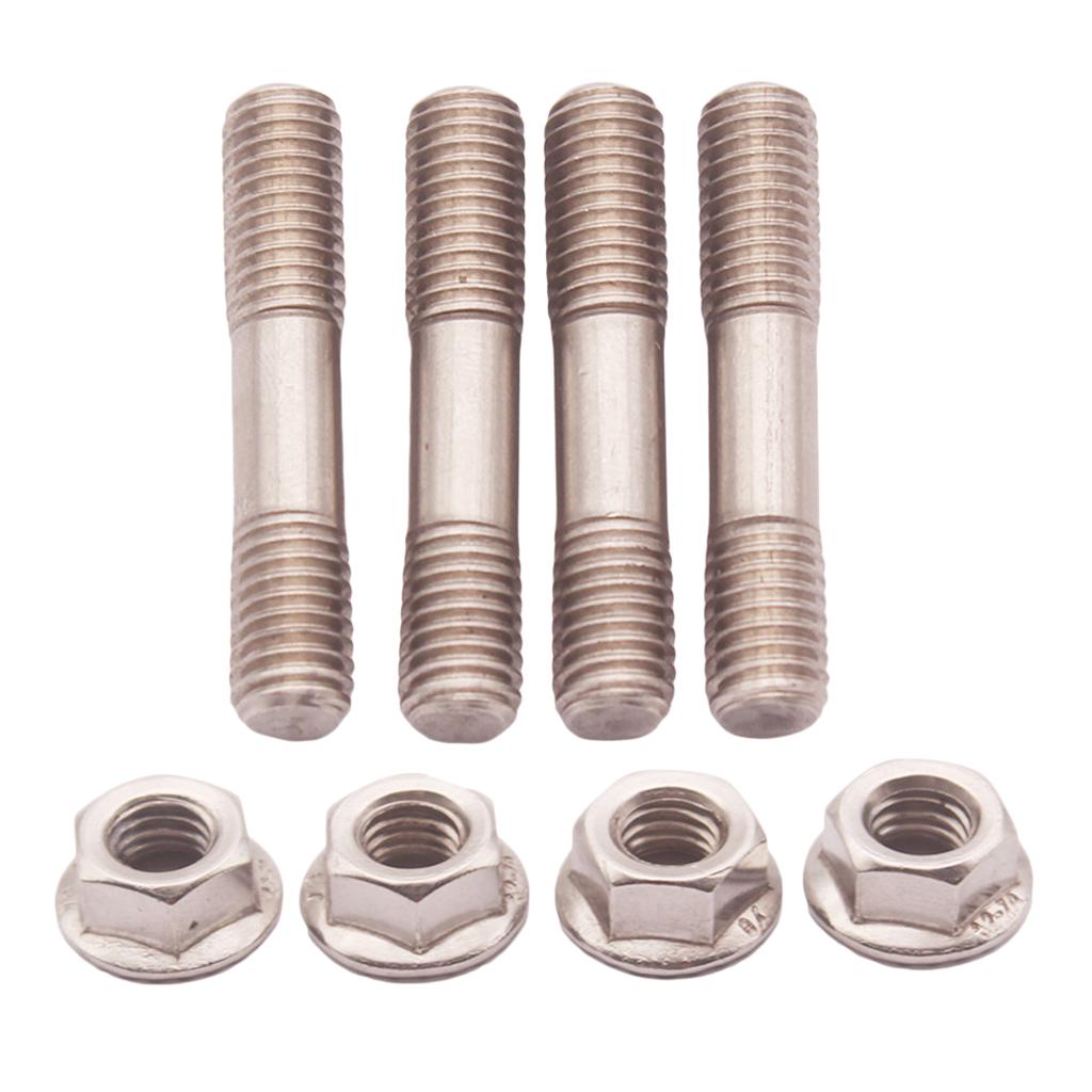 8Pcs 304 SS M8X1.25 Stud & Flange Nuts 42mm For T25 T28 Turbo Exhaust System