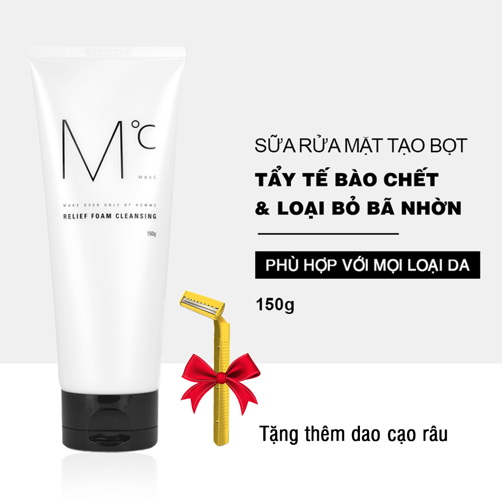 [ Tặng dao cạo râu ] Sữa rửa mặt nam MdoC Relief Foam Cleansing 150g loại bỏ bã nhờn sạch sâu JN-MRM03