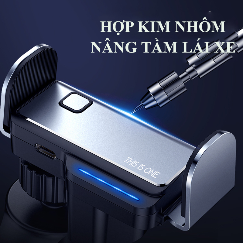 Giá Đỡ Điện Thoại Xe Hơi Ô Tô Hợp Kim Nhôm - Nút Ấn Thông Minh - Tư Do Xoay Chuyển 360 Độ - Kẹp Cánh Thông Gió Điều Hòa Hoặc Dùng Đế Hit Kèm Theo - Mini Nhỏ Gọn Tiện Lợi - Hàng Chính Hãng