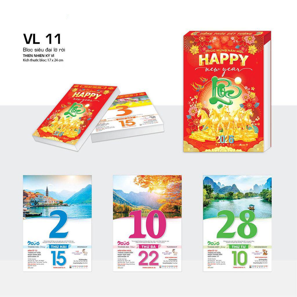 Lịch Bloc Siêu Đại Lỡ Rời 2026 - Chủ Đề Thiên Nhiên Kỳ Vĩ - Văn Lang VL11