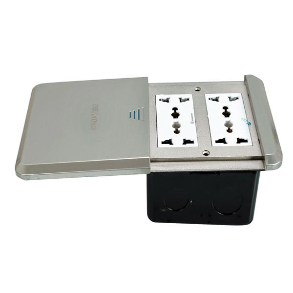 Ổ điện âm sàn nắp trượt SHP-M2S inox màu bạc chính hãng Sinoamigo