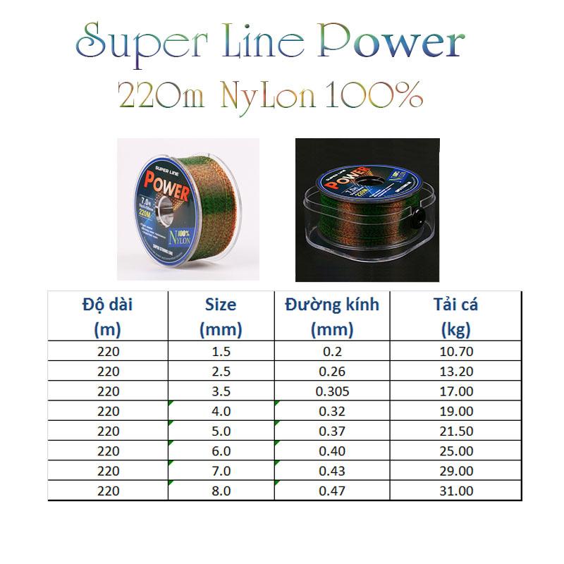 Cước câu cá tàng hình dây câu làm trục làm thẻo bền dai 100% Nylon Super power DC-220