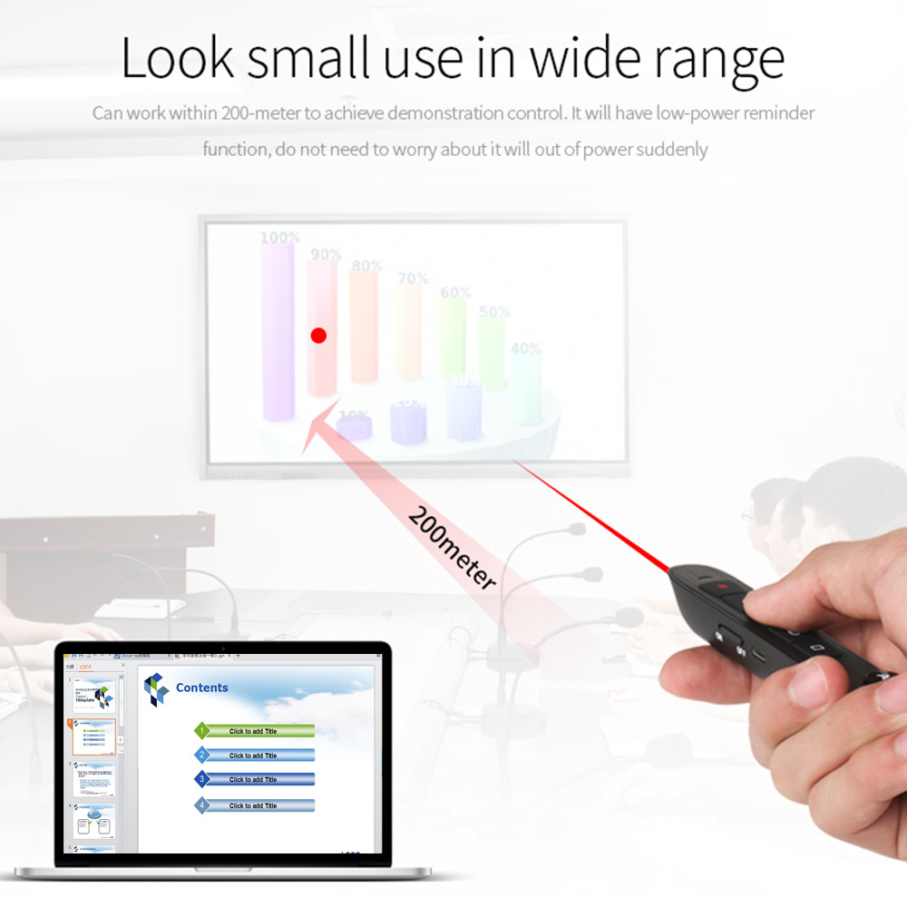 Chuột không dây 2.4GHz Flip Pen con trỏ Laser 6 Gxes/con quay hồi chuyển trình chiếu PPT