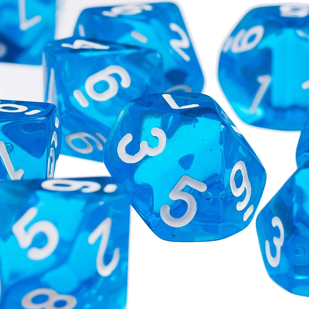 20 Pieces D10 Polyhedral Dice for Dungeons and Dragons Blue+Green