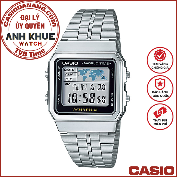 Đồng hồ unisex dây kim loại Casio Standard chính hãng A500WA-1DF (34mm)