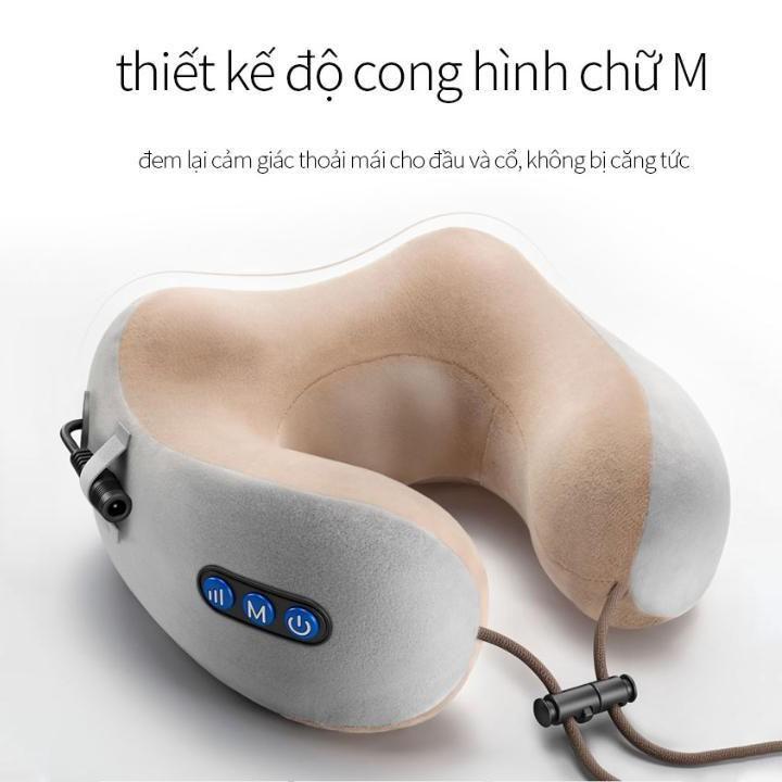 Gối massage vòng cổ kèm pin cao cấp - hỗ trợ điều trị thoái hóa cổ