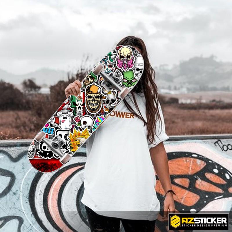 Set Single Sticker Hình Đầu Lâu Skull Siêu Ngầu Dán Xe Máy , laptop , Vali ,Điện Thoại Không Thấm Nước