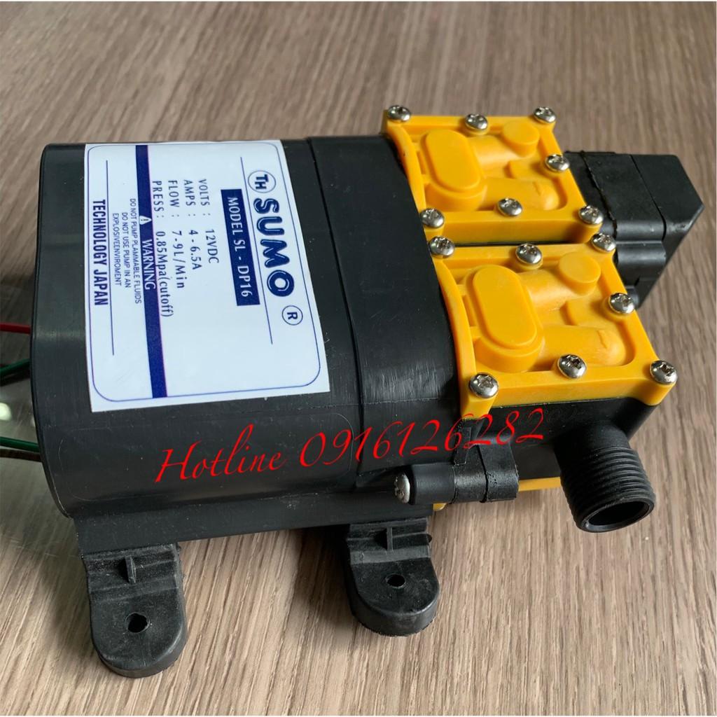 Máy bơm đôi SUMO tăng áp lực nước mini 12V 130W phun sương - rửa xe - Tự động hút nước và Ngắt khi khóa Van sử dụng