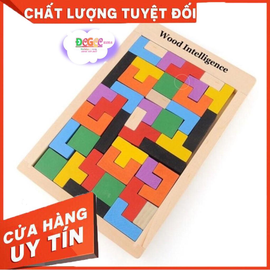 Xếp gạch bằng gỗ - Đồ chơi gỗ Xếp hình tư duy cho bé