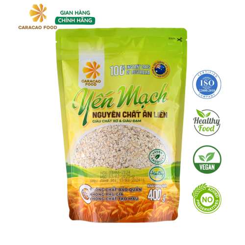 [GIÁ HỦY DIỆT -Date 3.2.2025] Yến mạch Úc Cán Vỡ nguyên chất Ăn liền - Túi 400g, Eatclean, Ngũ cốc Ăn Kiêng Giảm Cân, Tập Gym Bổ Sung Dinh Dưỡng - Caracao Food